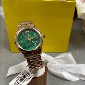 Kendra Scott Alex Gold Tone Stainless Steel 35mm Watch in Green Malachite NWT